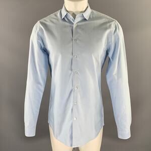 CUSTOM MADE Size M Light Blue Oxford Cotton Button Up Long Sleeve Shirt